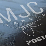 Close up of top of deck embossed design of Maori Māna Skateboard Deck MJC tā moko and Postal Skateboards collective collaboration 