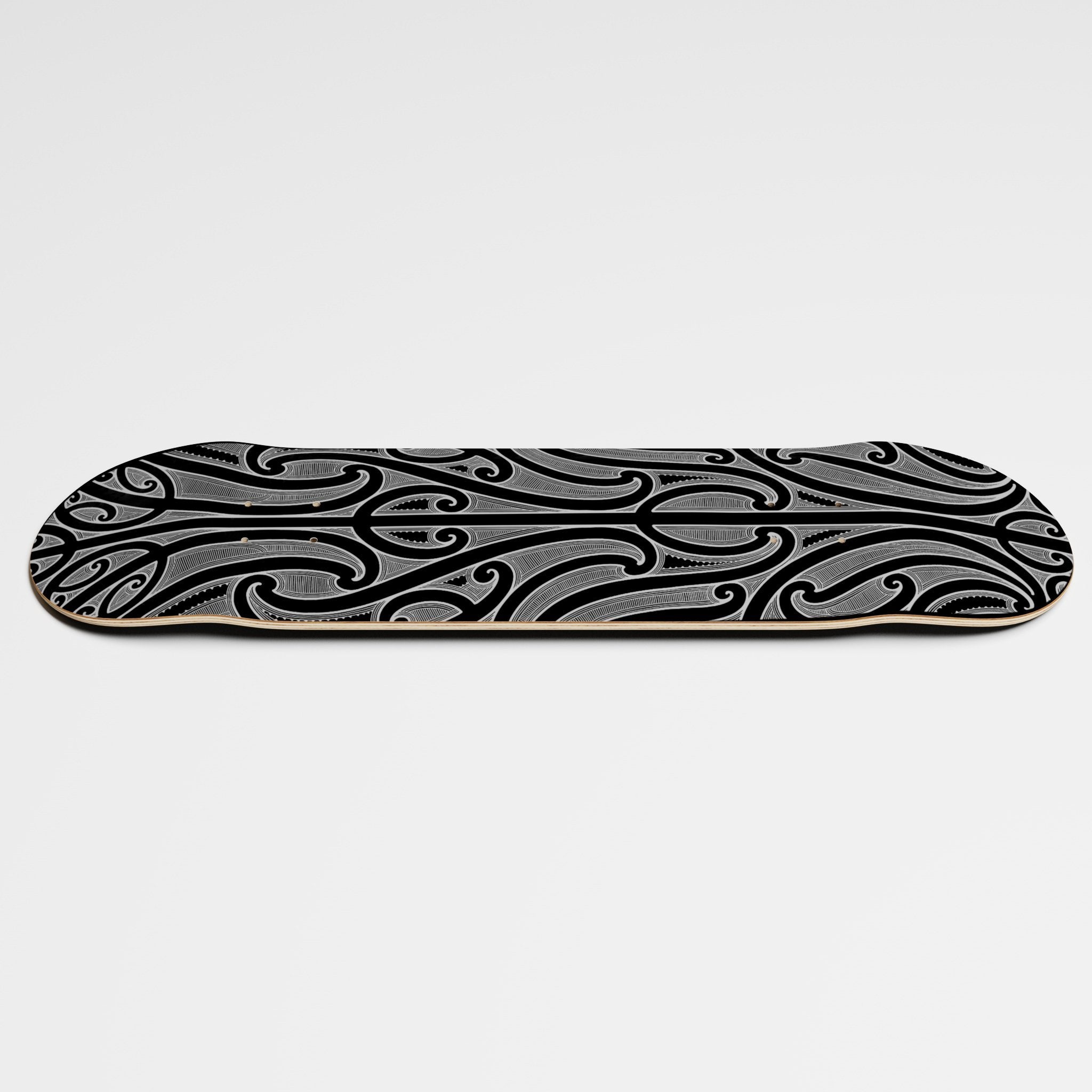 Horizontal Photo of Maori Haerenga Skateboard Deck MJC Tamoko and Postal Skateboards collective collaboration 
